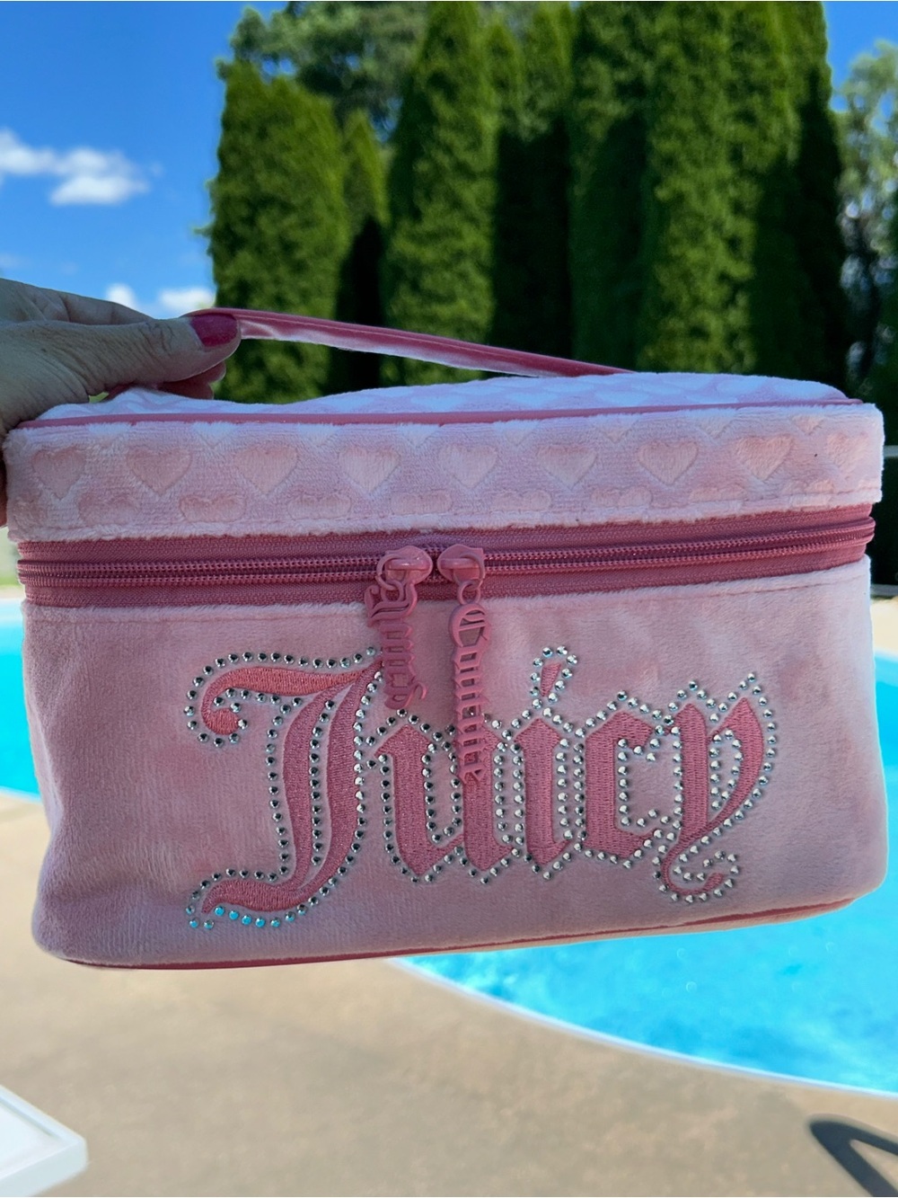 Juicy couture plush pink train case